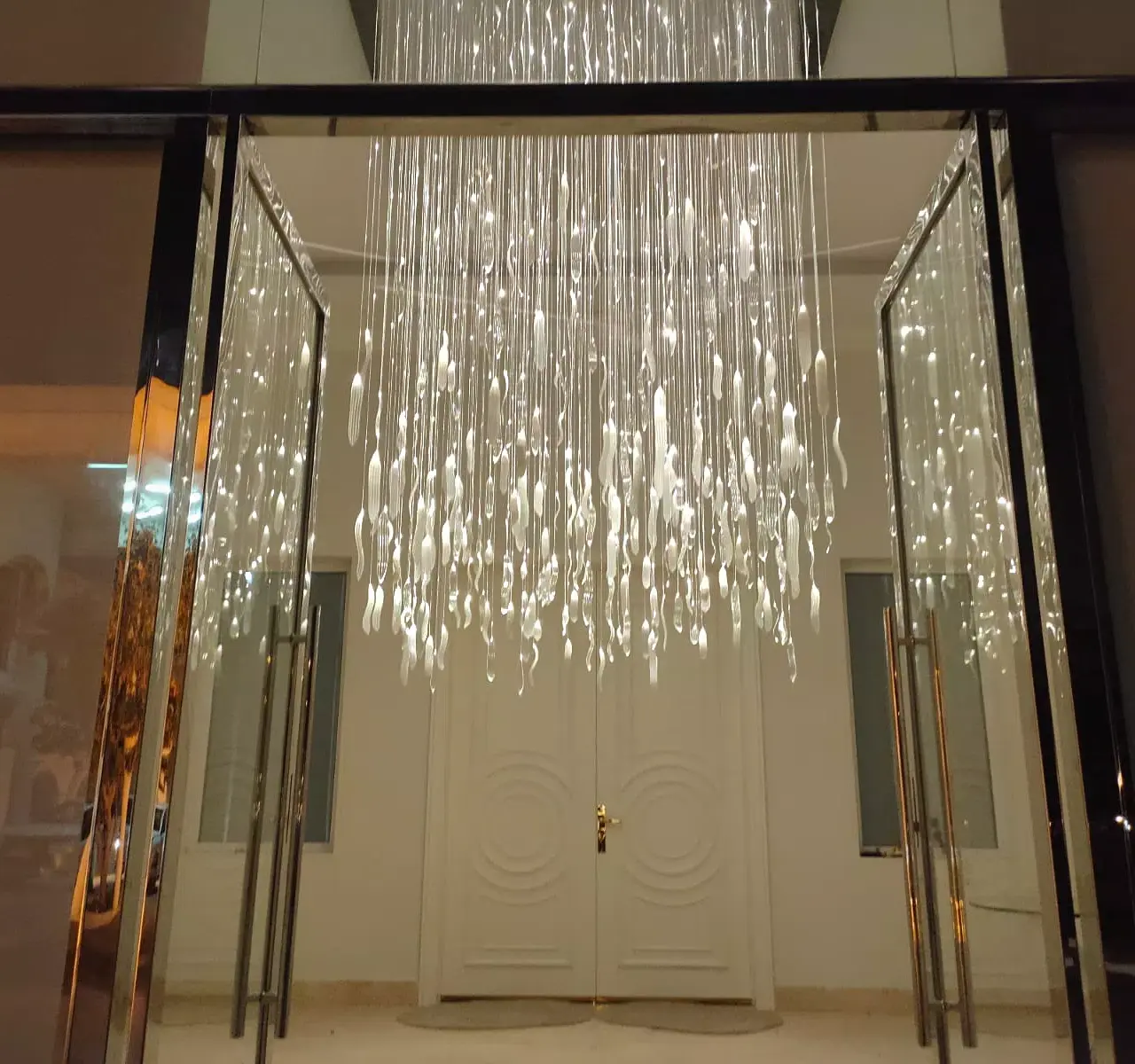 Hand blown glass fibre optic chandelier in DOHA