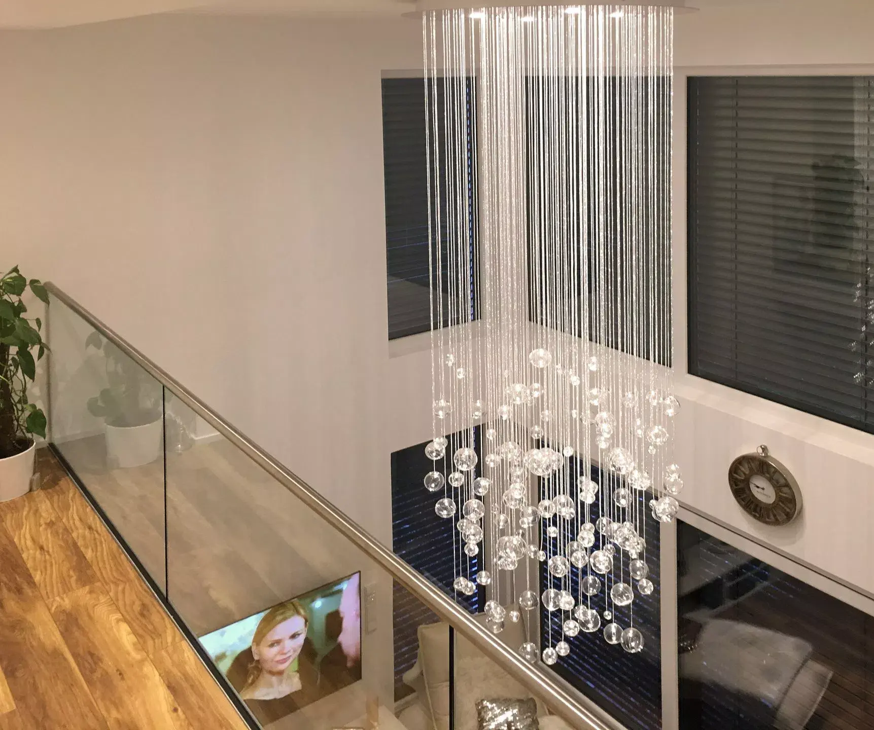 AQUILA fibre optic chandelier in luxury livingroom