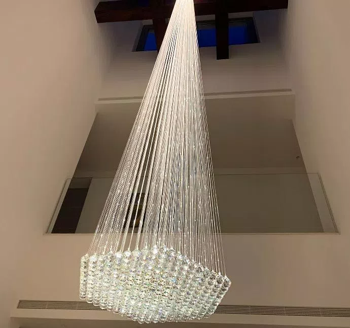 TENERIS massive crystalls hanging on tall fibre optics 