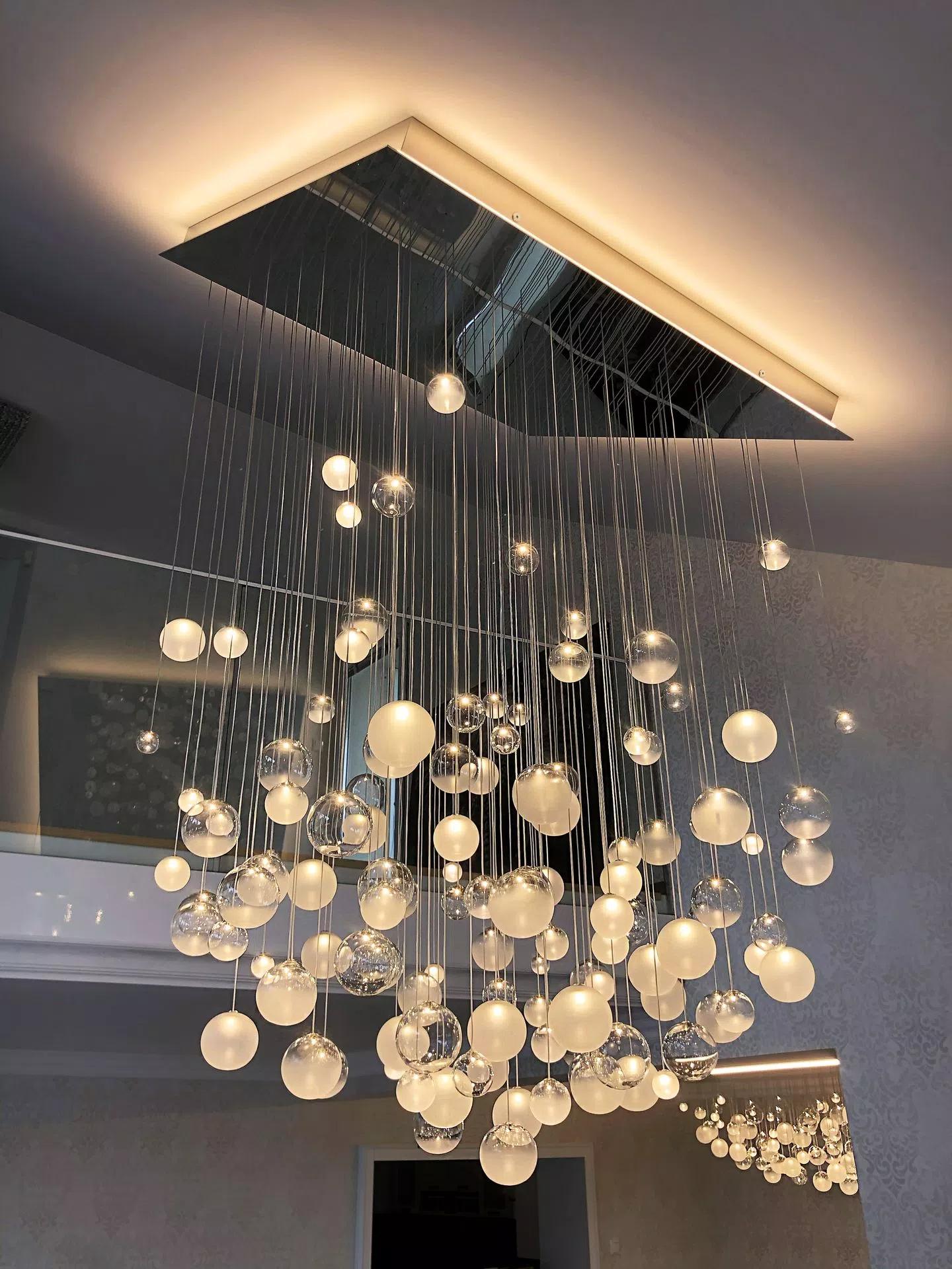 2-storey LED modern chandelier in private villa livingroom