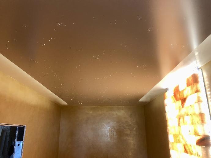 Starry sky based on fibre optics installed in dry sauna