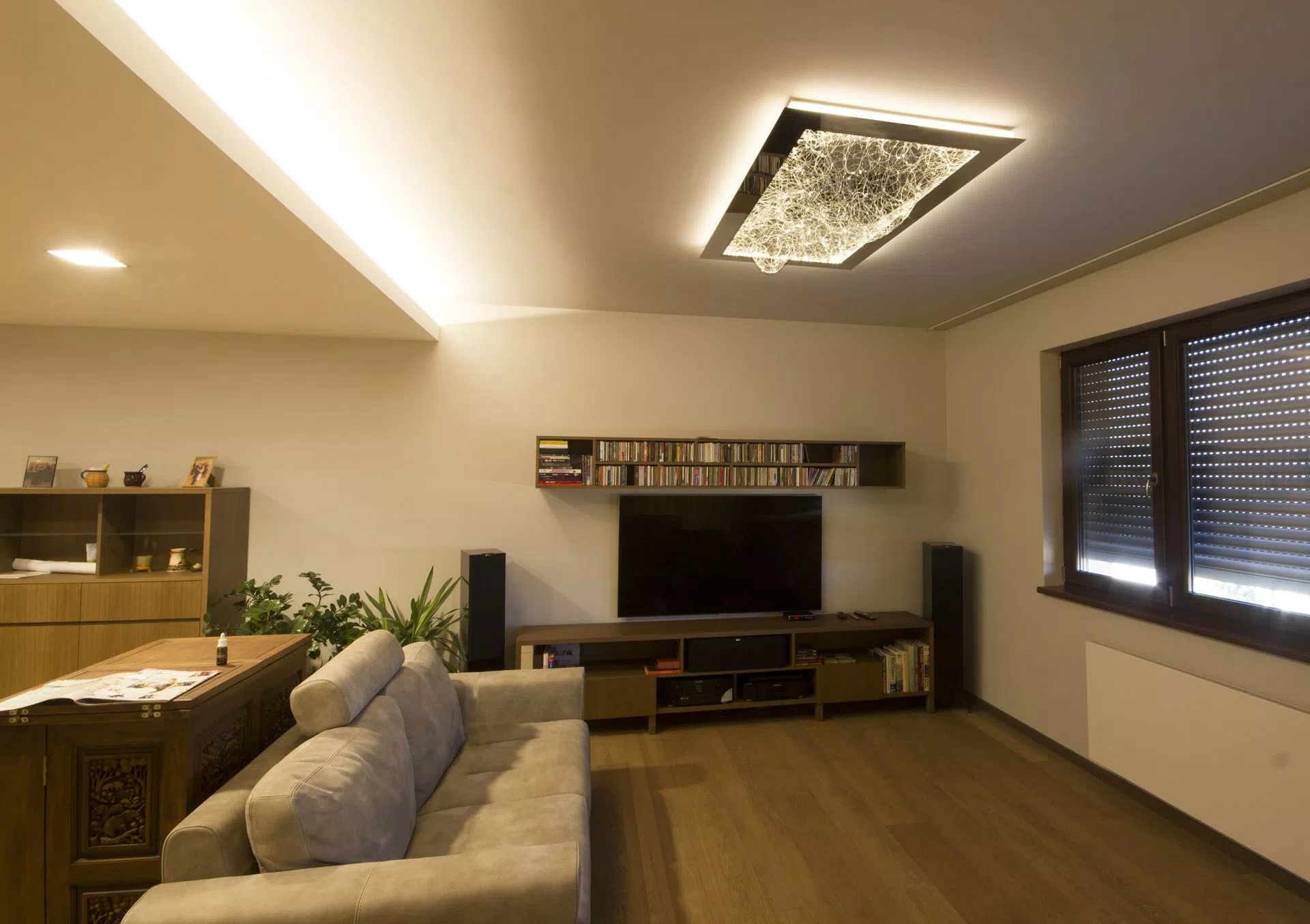 VEIN in livingroom as viewed from sofa provides soft mood lighting