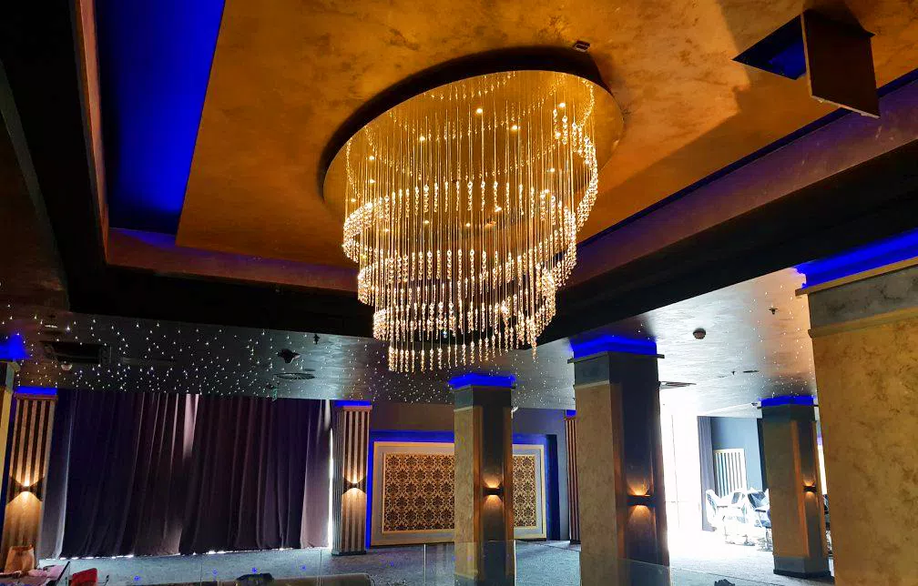 Crystall chandelier in eliptical shape in casino